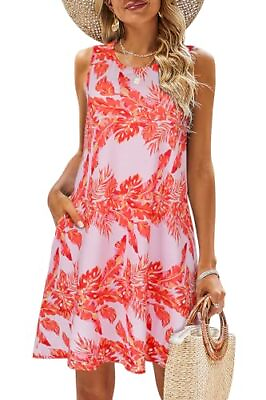 #ad Summer Dresses for Women Beach Floral Tshirt X Large Tropical Red Leaf $42.55