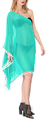 #ad LA LEELA Women#x27;s Plus Size Cover Up Swimwear for Bikini Pool US 8 18 Green B516 $44.39