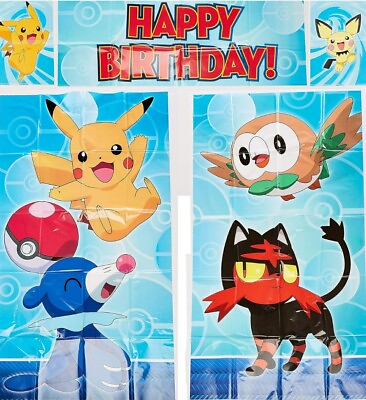 #ad Pokemon Scene Setter Wall Decorating Birthday Party Over 6 Feet Tall Backdrop $11.99