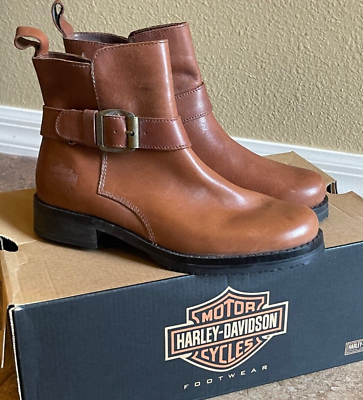 #ad Harley Davidson Ladies Leather Boots w buckles 2007Prema Short Pull On NICE $57.20
