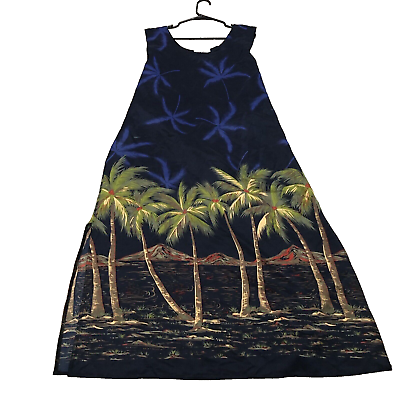 #ad Looking Good Tropical Maxi Dress 1X Polyester Tie Back Side Slits Sleeveless $12.88