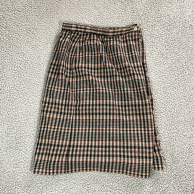 #ad Vintage Plaid Skirt Women#x27;s Pink Brown 80s 90s Knee Size 44 $22.99