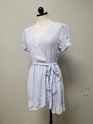 NWT Blue Blush Women#x27;s Sz Small Light Blue Floral Tie Waist Sun Dress $12.00