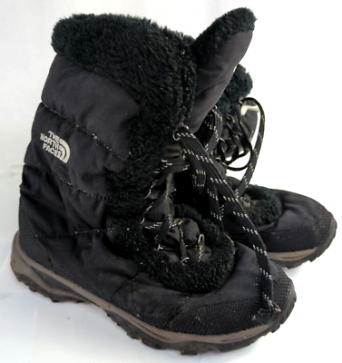 #ad North Face Womens Boots 6 Winter Snow Quilted Goose Down Insulated Fur Black $19.19