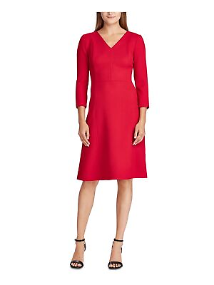 RALPH LAUREN Womens Red 3 4 Sleeve Cocktail Dress Petites 12P $15.99