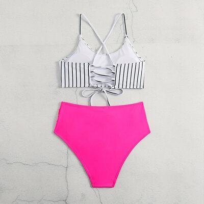#ad #ad Striped Bikini Swimsuit For Women $13.99