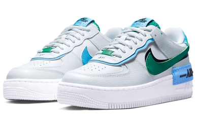 Nike AF1 Shadow Womens Size 6.5 Shoes CI0919 004 Gray Malachite Green Blue $72.00
