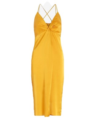 #ad express yellow satin dress $55.00