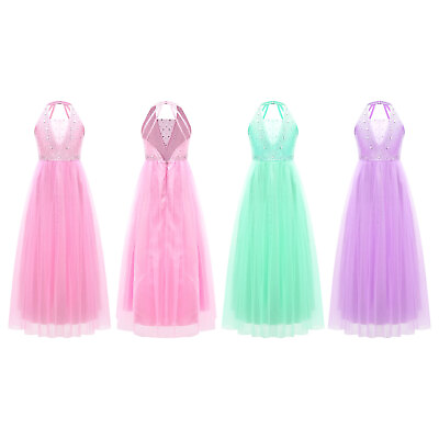 #ad Kids Girls Dress Maxi Dresses Carnival Dancewear Party Gown Long Wedding Shiny $7.73