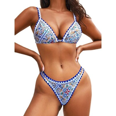 #ad BIKINX Bikini Sets for Women Medium 4 6 Two Piece Swimsuits Triangle Blue $25.19
