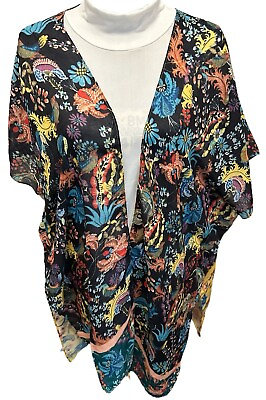 #ad Women#x27;s OS Floral Multicolor Kimono Cover Up in never worn condition. $24.00