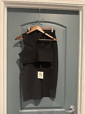 #ad $84 Herve Leger x Forever 21 High Rise Midi Bandage Skirt Set Black Sz M NWT $28.33