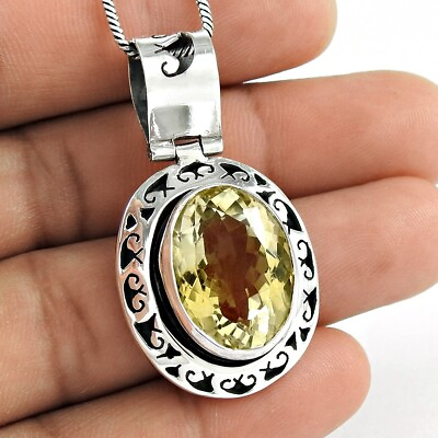 #ad Natural Citrine Gemstone Jewelry 925 Sterling Silver Pendant Boho For Women L59 $33.13