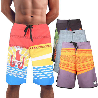 #ad Men#x27;s Summer Beach Swimwear Printing Swim Trunks Surf Stretch Board Shorts $9.50