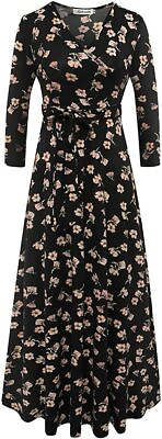 Aphratti Women#x27;s Summer Casual Faux Wrap V Neck Floral Print Long Maxi Dress $44.57