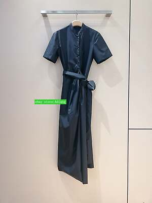 short sleeve Irregular hem maxi shirt dress belt casual artistic women 2023 SML $107.99