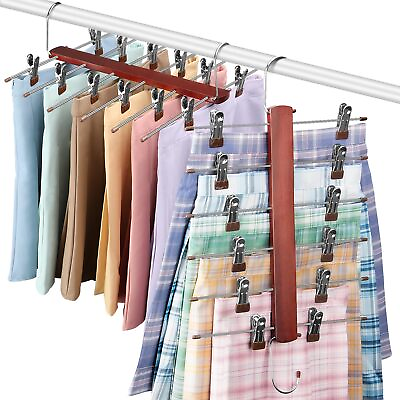 #ad #ad Wooden Skirt Hangers Space Saving 6 Tier Shorts Hangers amp; Skirt Hangers Clot... $36.09