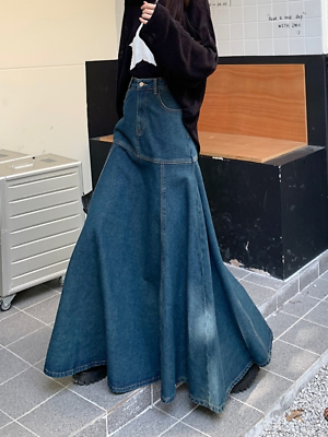 #ad #ad 2023 New Women Retro Fashion Long High Waist Versatile Fishtail Denim Skirts $48.39