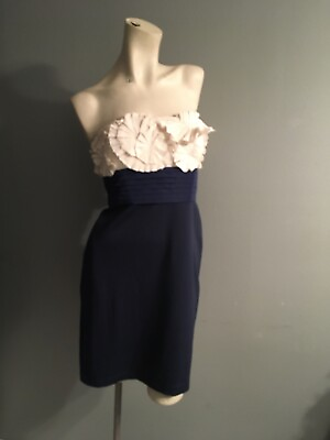 #ad bcbg maxazria Off White amp; Blue Cocktail Strapless Mini Dress Size 6 $50.00