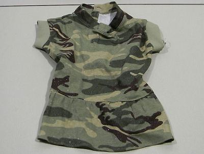 #ad Green Camo Short Sleeve Shirt Dress for Dogs with Ruffle Size Medium $8.54