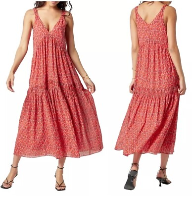 #ad Joie Maxi Dress Sleeveless Tiered Flowing Summer Dress Tea Rose MSRP $248 $14.99