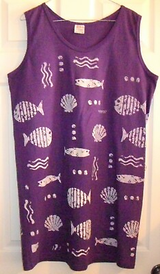 Loritos Purple Cozumel Mexico Summer Size Unitalla 100% Cotton Sleeveless Dress $12.95