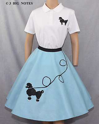 #ad 7 Pcs Adult AQUA BLUE Poodle Skirt Outfit SIZE Large WAIST 35quot; 42quot; L25quot; $102.99