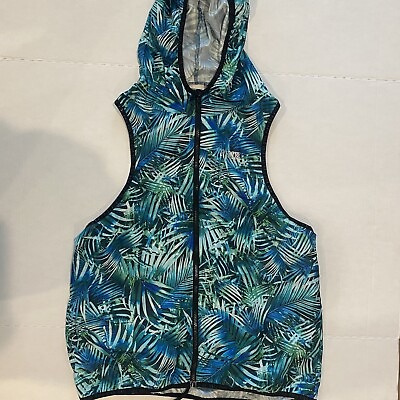 #ad Women’s PINK swim cover up size M L hoodie Hawaiian zip up pockets $16.99