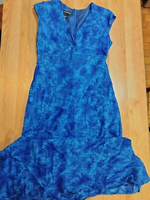 #ad Jones New York Women#x27;s Blue Floral Cocktail Dress Size 10 $30.00