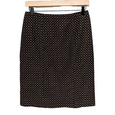 #ad #ad Nanette Lepore Womens Pencil Skirt Size 2 Brown Floral Polka Dot Back Bow Accent $23.88