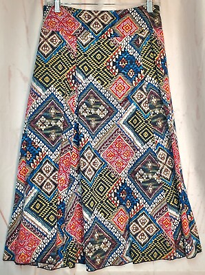 #ad Vintage LAURA SCOTT Ethnic Printed Gauzy Pull On Midi Skirt WOMEN#x27;S SMALL $14.00