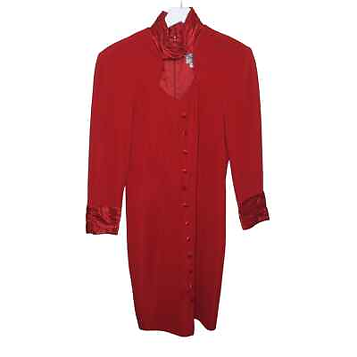 #ad Vintage Keyhole Neckline Red Cocktail Sheath Dress Women#x27;s 10 $29.75