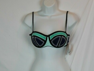 #ad #ad Bar III $44 Women#x27;s Navy Blue Black Underwire Bikini Top Swimsuit Size Small $9.00