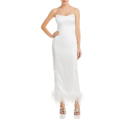 #ad Aqua Womens Faux Feather Trim Midi Formal Cocktail and Party Dress BHFO 2820 $15.99