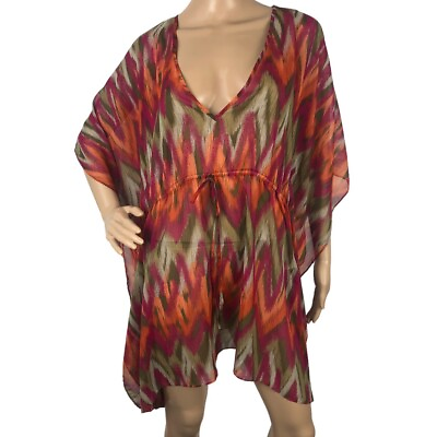 #ad Michael Kors Multicolor Printed Swimsuit Bikini Cover Up Tunic Dress Size L XL $24.50
