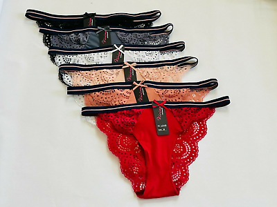 6 Pcs Lot Womens Sexy String Bikini Panties Lace Trim Briefs Underwear UNDIES S $13.75