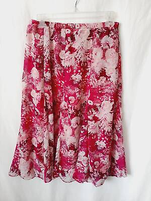 #ad Laura Scott pink floral lined sz small flowing midi skirt $27.00