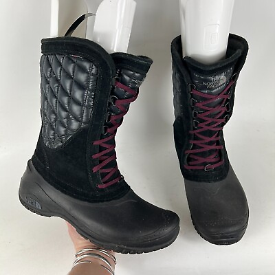 #ad The North Face Thermoball Utility Womens 9 Black Leather Tall Winter quilt Boots $50.15