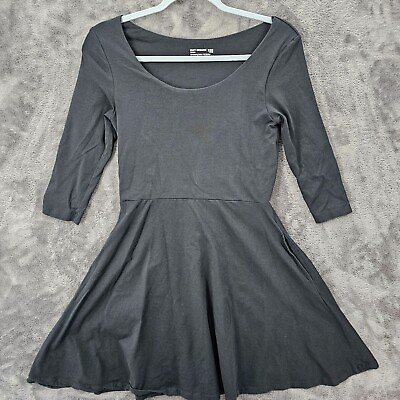 #ad Pact Organic Dress Women#x27;s Size Small Black Short Skirt 3 4 Sleeve Cotton $16.99
