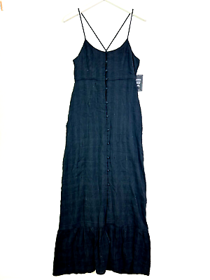 #ad Volcom LUV Hangover maxi dress small 4 6 new nwt black sleeveless plaid $25.20