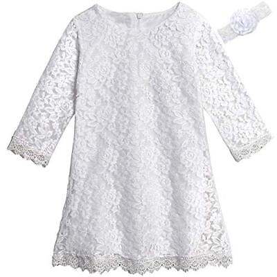 #ad Lace Flower Girl Dress White Elegant Bridesmaid Dress Size 6 Wedding Party Fall $7.99