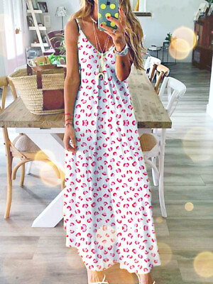 #ad Women Ladies Long Maxi Dress Boho Holiday Beach Summer Floral Cocktail Sundress $14.99