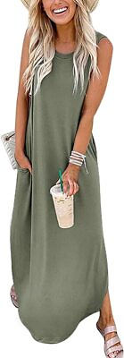 #ad #ad ANRABESS Women#x27;s Casual Loose Sundress Long Dress Sleeveless Split Maxi Dresses $74.93