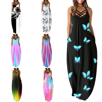 Women#x27;s Summer Plus Size Maxi Dress Long Sundress Ladies Party Sleeveless Beach $9.21