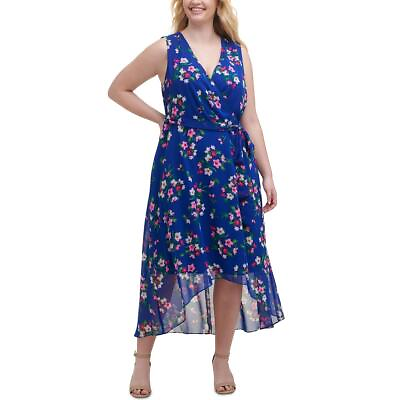 Jessica Howard Womens Blue Floral Sleeveless Maxi Dress Plus 16W BHFO 2351 $11.99