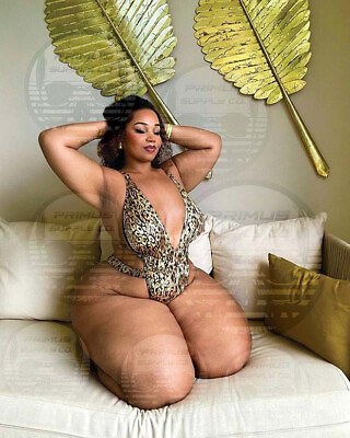 #ad Thick Curvy Black BBW Model Posing on Couch 8x10 in Premium Glossy Photo B $11.99