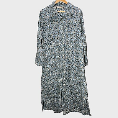 #ad Natural Life Dress Women’s Size M Blue Maxi Cotton Floral Print Prairie Bohemian $29.99