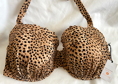 #ad #ad NWT Lightly Padded Ruffle Bikini Top Shade amp; Shore Leopard Print sz 40DDD $7.80