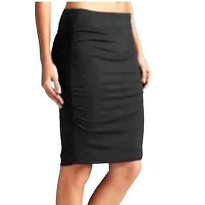 #ad #ad Athleta Black Super Soft Solstice Ruched Knee Length Skirt Size M $19.80