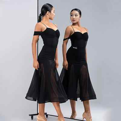 #ad Dance Dress Performance Clothes Dancewear Split Suit Off Shoulder Skirt Dresses $99.24